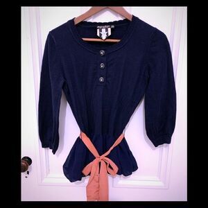 Twelve by Twelve Navy sweater with ribbon medium